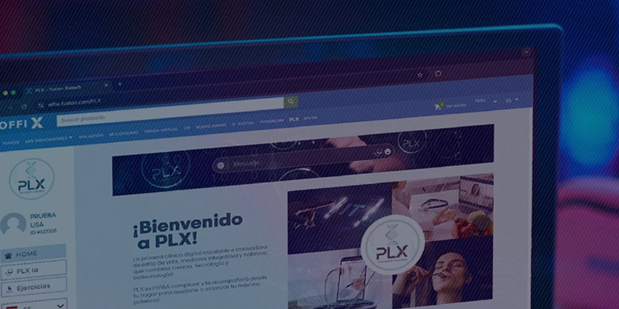 Pantalla de bienvenida de la plataforma PLX