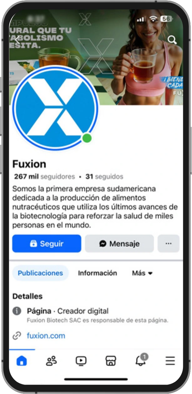 Página de Fuxion en Facebook