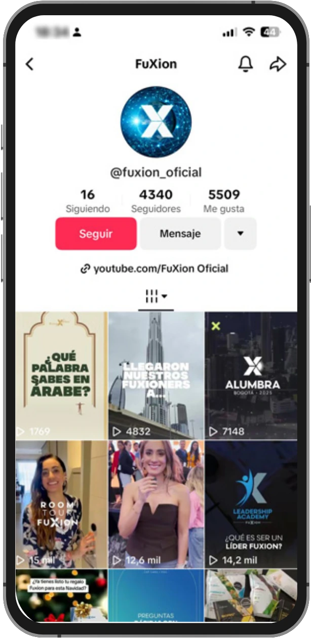 Perfil de Fuxion en TikTok